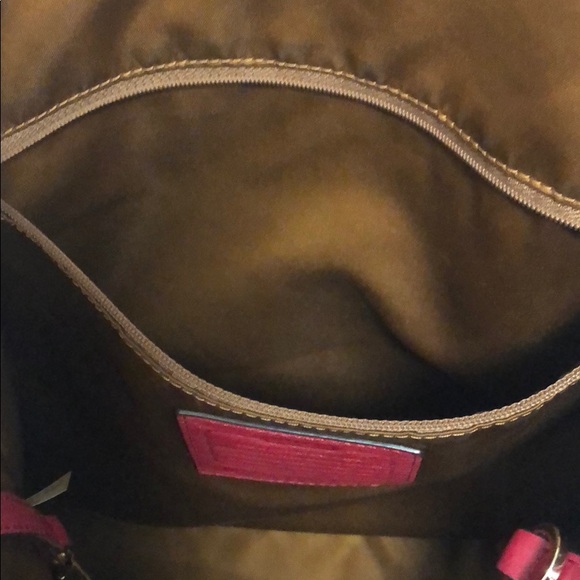 Red Coach Tote with Gold Hardware - Great Work Bag - Picture 5 of 10